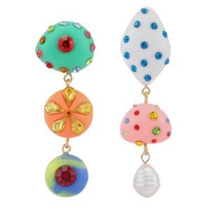 New ZARA Mismatched jeweled bohemian dangle drop earrings